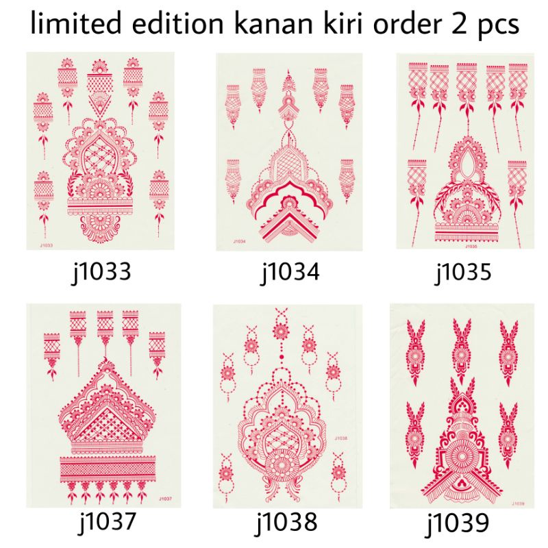 HENA INSTAN MERAH / FULL MOTIF BESTSELLER / FREE GLITER MANIK DAN SAMPLE