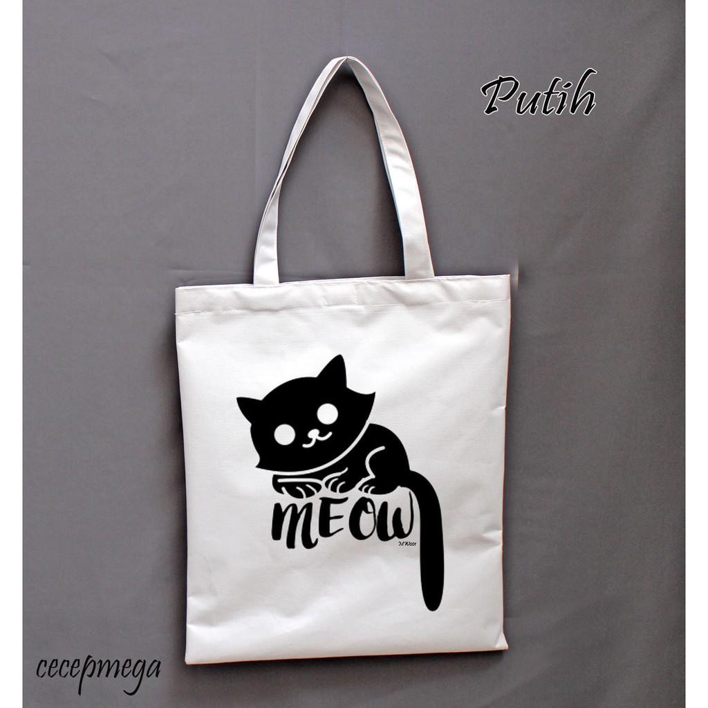 Unik totebag / tas tote motif meow MW001 Murah