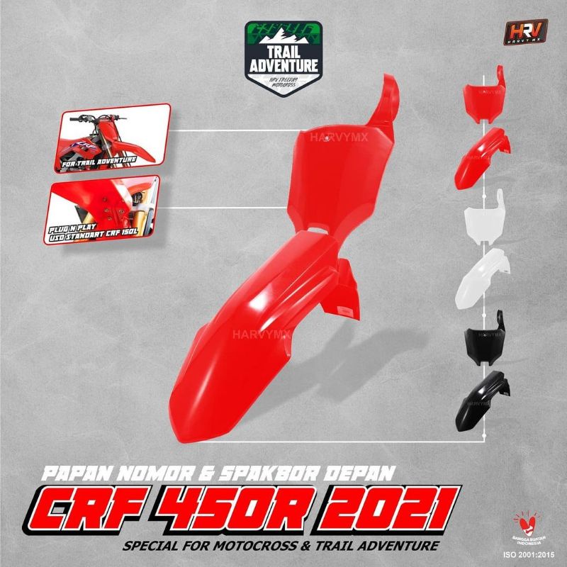 Spakbor Depan dan Papan Nomor CRF 250 450 R 2021 HRV