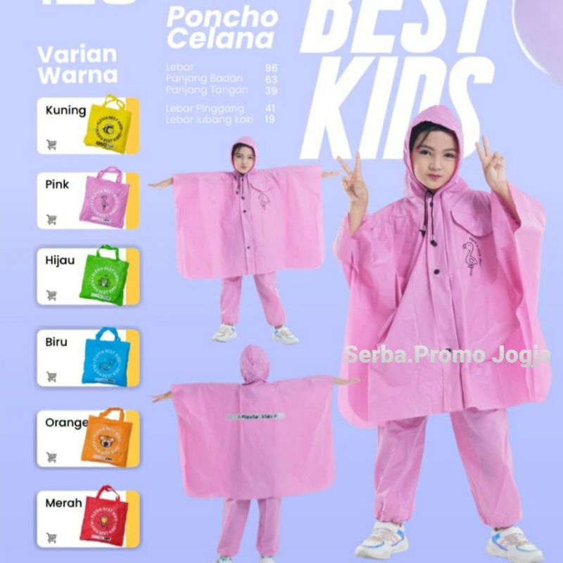 Setelan Jas Hujan Anak Ponco Celana Plevia - Ponco Celana Anak Best Kid Plevia