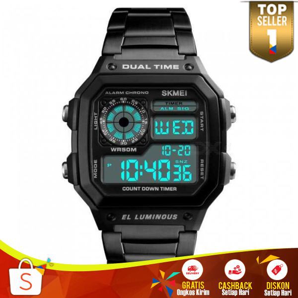 SKMEI Jam Tangan Digital Pria JT 41 Jam Tangan Cowok Keren Berkualitas Penutup Stainless Anti Air