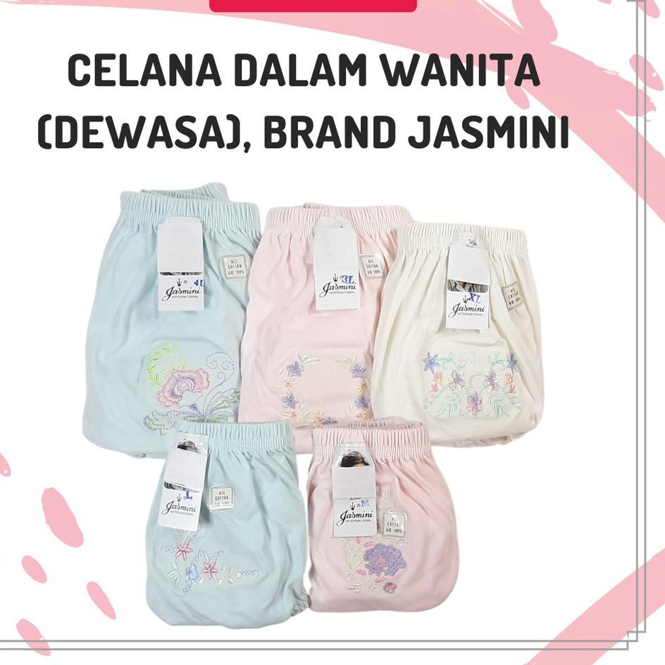 Laris ARW Celana Dalam Wanita brand JASMINI JB111 - POLOS/Motif Bordir (Random) 100% Katun JE G8Z