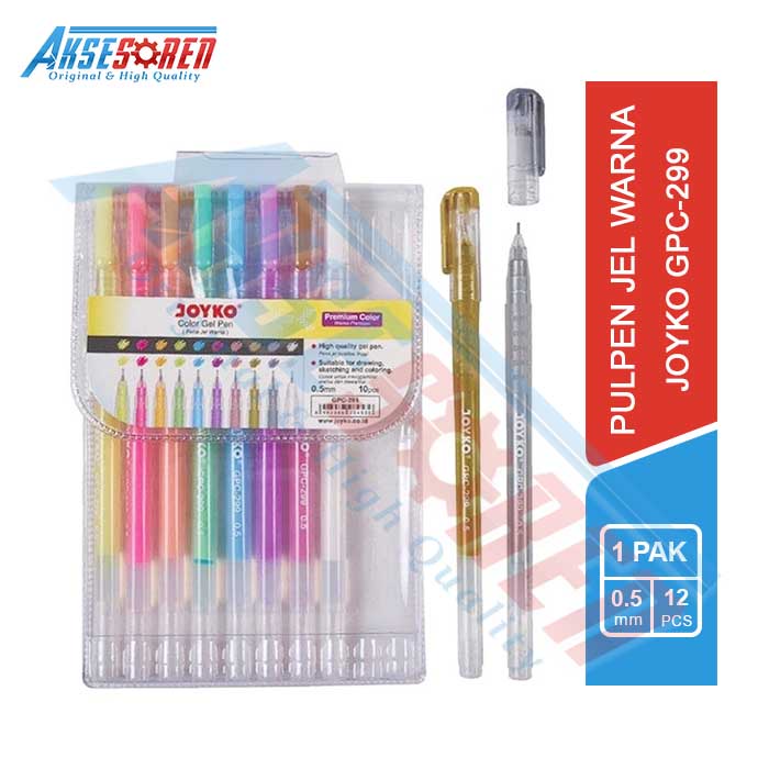 

Pulpen Gel Color Premium Joyko [GPC-299/10 Warna] / Ballpoint Pena Pen Tinta Warna Warni [1 pack]