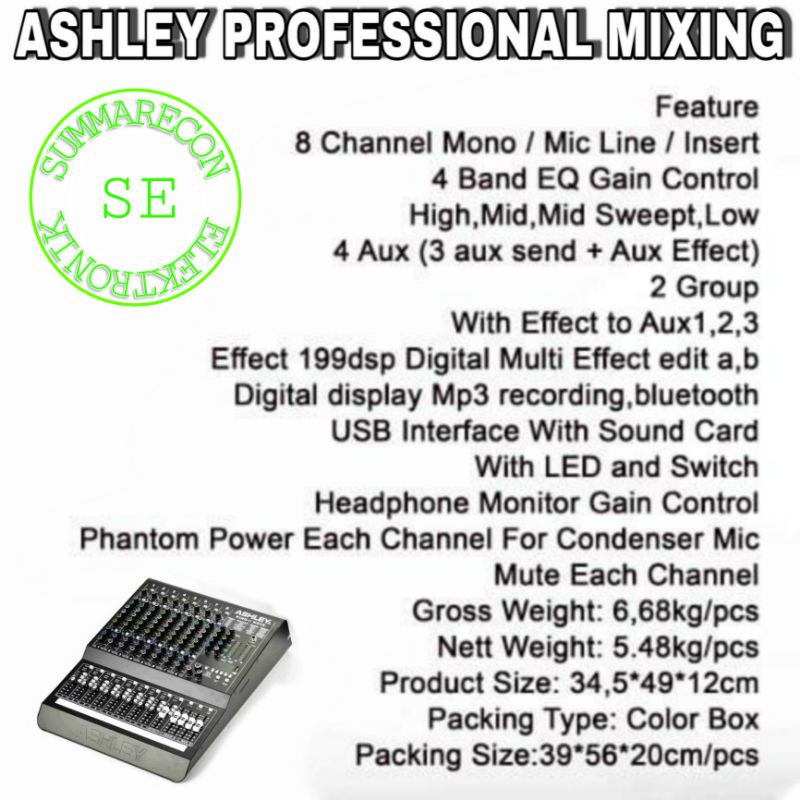 mixer audio 8 channel original ashley king 8 note usb bluetooth recording