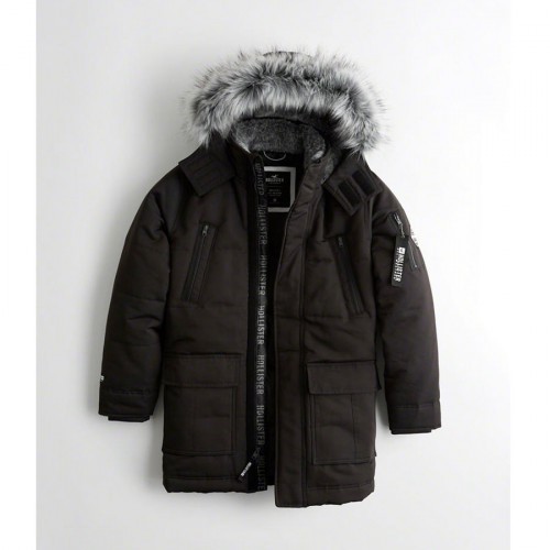HOLLISTER HLSMen DownBlend Parka Black (NOFUR) Tanpa Bulu Jaket Jacket Pria Winter 2kg