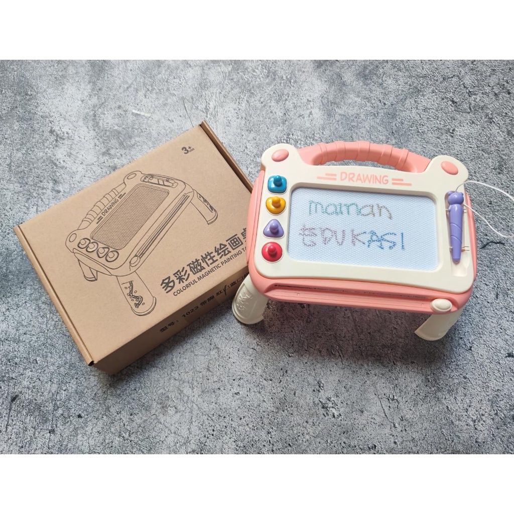 MAINAN EDUKASI MEJA MENGGAMBAR MINI DRAWING COLORFUL MAGNETIC PAINTING TABLE PORTABLE