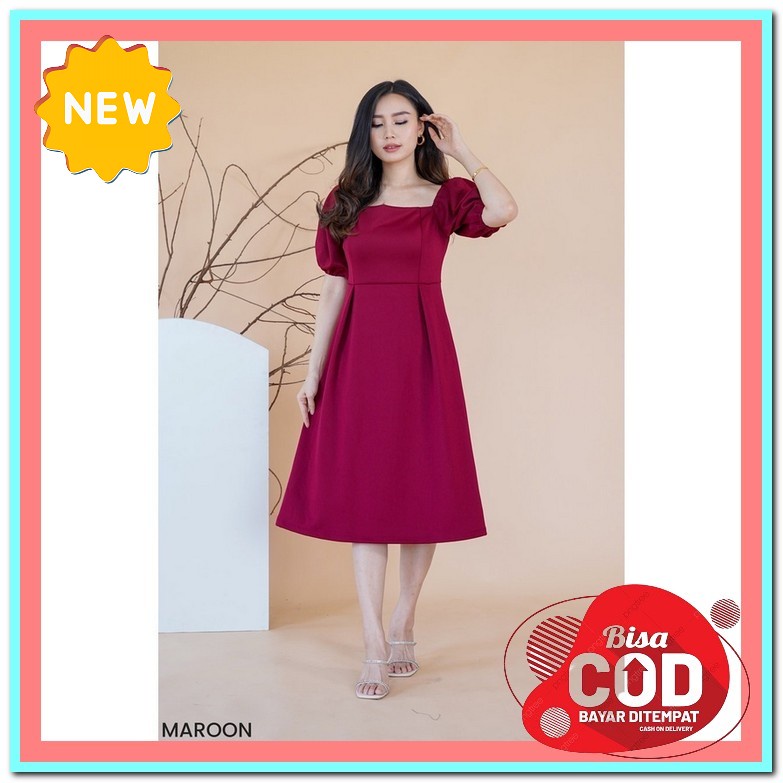 Dress Wanita Kekinian Party Dress Polos Gaun Pesta Remaja Perempuan Kondangan Cewek Korean Style Dre