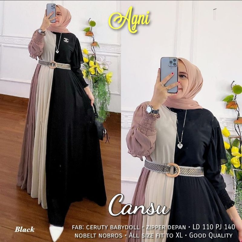 Cansu dres/gamis ceruty babydoll by Agni