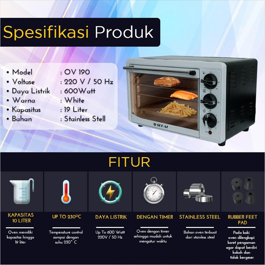 SEKAI OVEN LISTRIK OV 211 OV211 21 LITER LOW WATT GARANSI RESMI  SEKAI