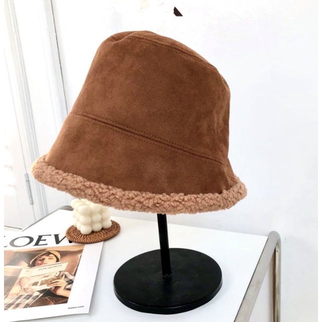 IMPORT WOMAN TEEN SUEDE WOOL WINTER BUCKET HAT KOREAN STYLE TOPI WOL WANITA MUSIM DINGIN MUSIM GUGUR