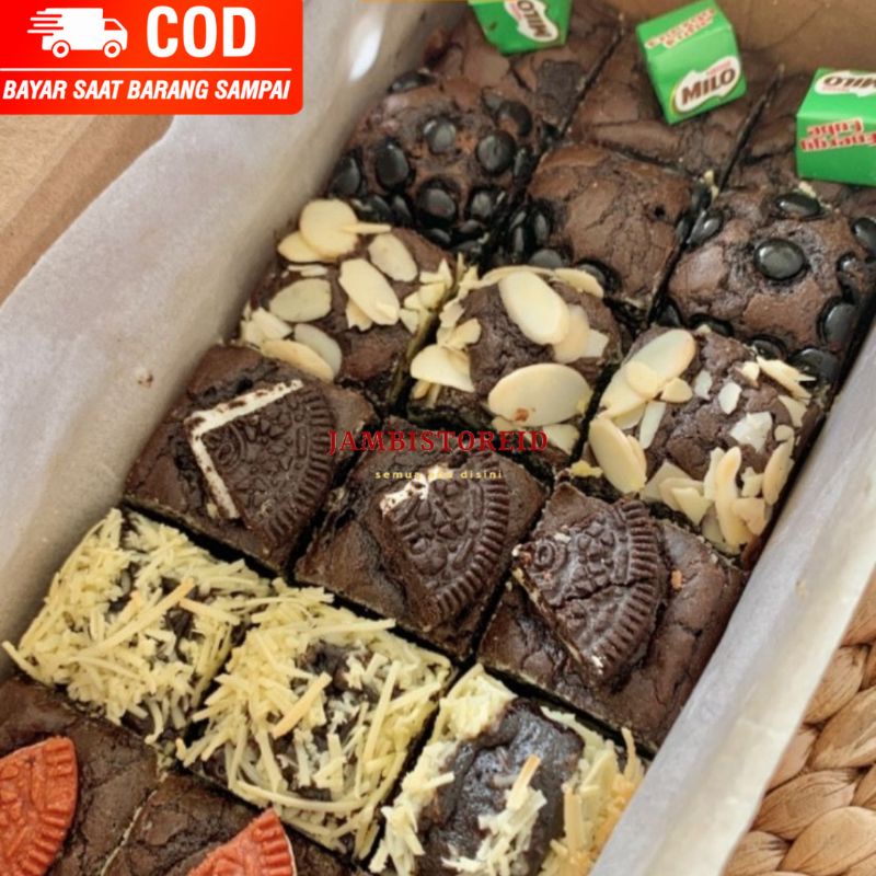 

(JAMBISTOREID) JAMBI LANGSUNG KIRIM Kue Mini Fudgy Brownies Sekat Extra Topping Keju Oreo Choco Chips Milo Jambi