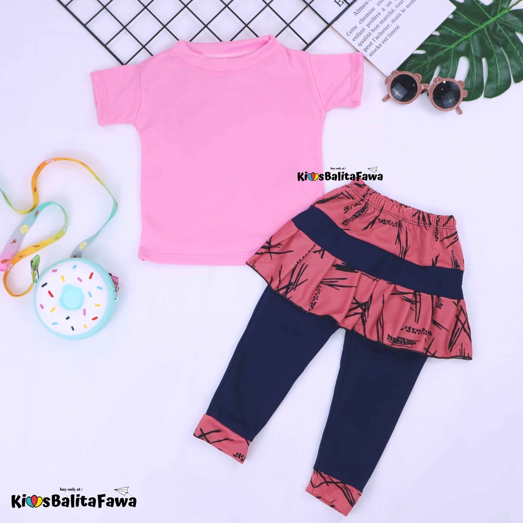 Setelan Zahra uk Bayi - 4 Tahun / Baju Anak Perempuan Celana Panjang Setelan Umbrella Pants Kaos Polos