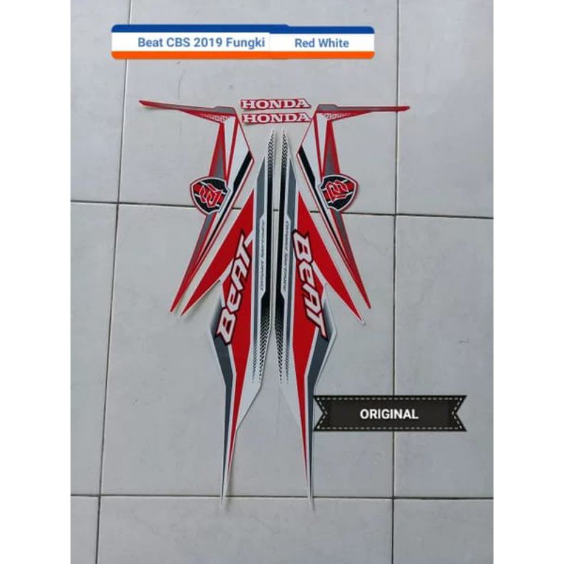 Striping Stiker Motor Honda Beat Cbs 2019 Funk Red White Original