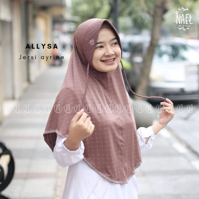 [Ori Alline]••ALLYSA••jilbab jnstan Jersey ayrine••hijab bergo pet tali kepang