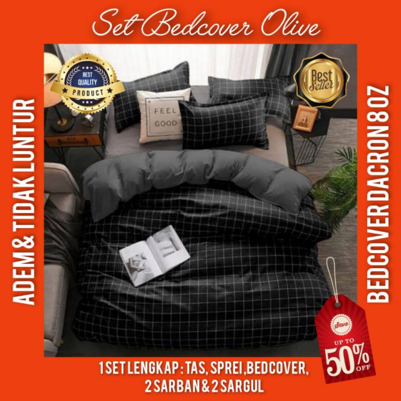 Set Bedcover/Betcover/Badcover/Bedcover Set Minimalise Termurah Motif Bunga Tulip - BEDCOVER SIZE 16