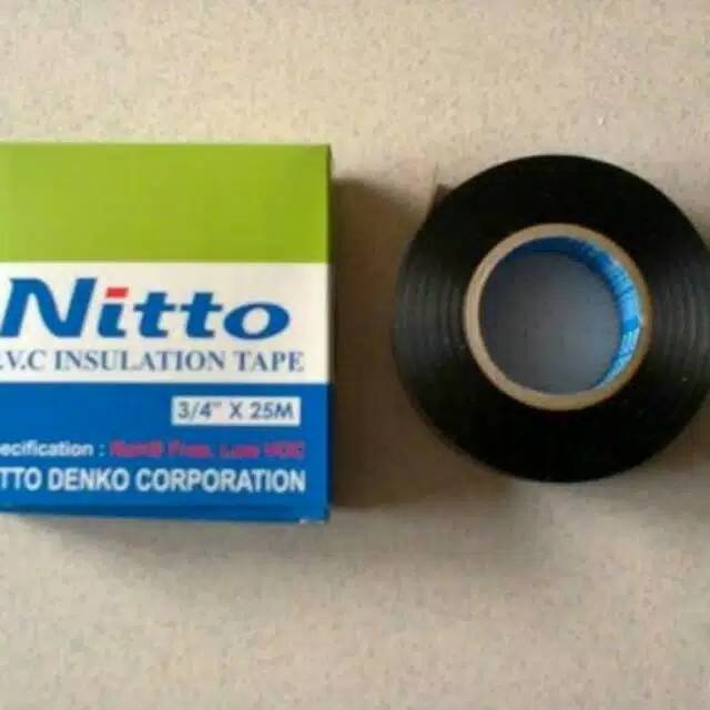 

Isolasi lakban solasi listrik hitam nitto 3/4 INCH x 25 METER