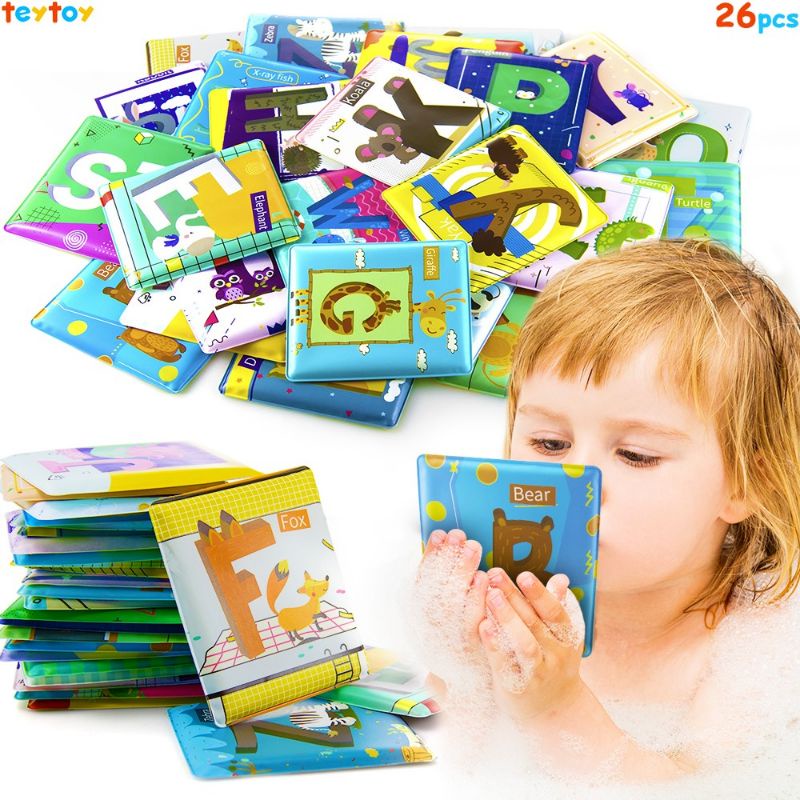 Mainan Edukasi Bayi Flash Card Kartu Pintar Alphabet Mainan Mandi Anak Bath Book Soft Cards TEYTOY Baby Toys Infant Bath Toy, ABC Alphabet Cards Waterproof Early Learning Educational Toy Buku Bantal Mainan Mandi Anti Air Kado Ultah Ulang Tahun Anak