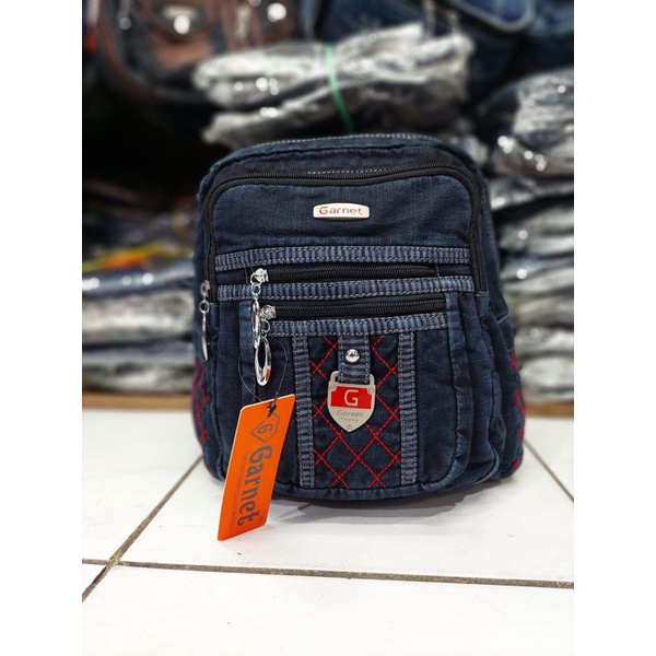 Tas ransel wanita bahan jeans ori Garnet