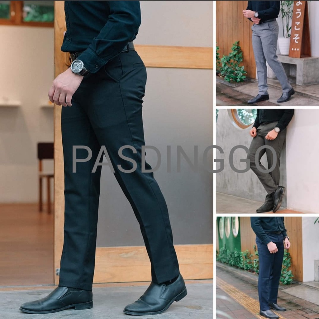 CELANA KANTOR PRIA FORMAL SLIMFIT BAHAN DASAR KAIN WOLL