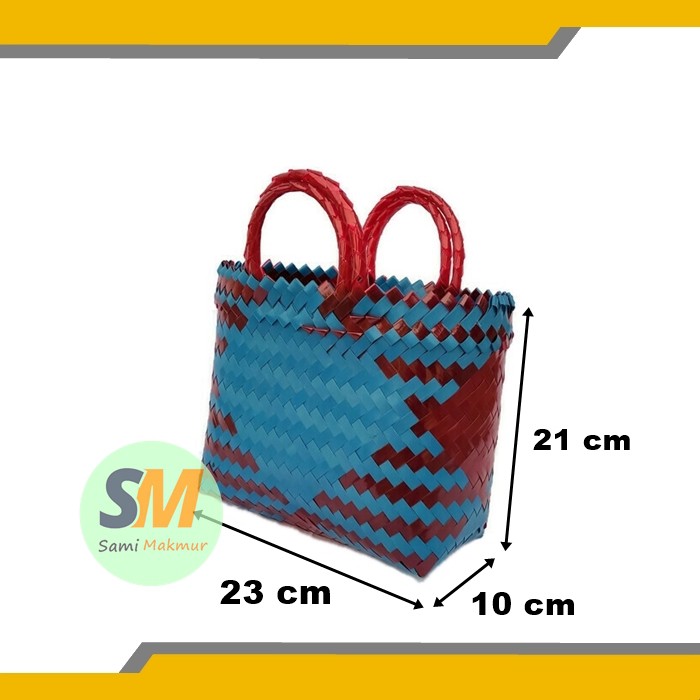 Tas Anyaman Plastik ukuran KECIL (S) KACA / Tas Keranjang Belanja / Tas Souvenir Jinjing Parcel THR