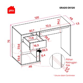 Pira Grado DK120 Meja  Kantor Meja  Belajar  Kayu  Terang 