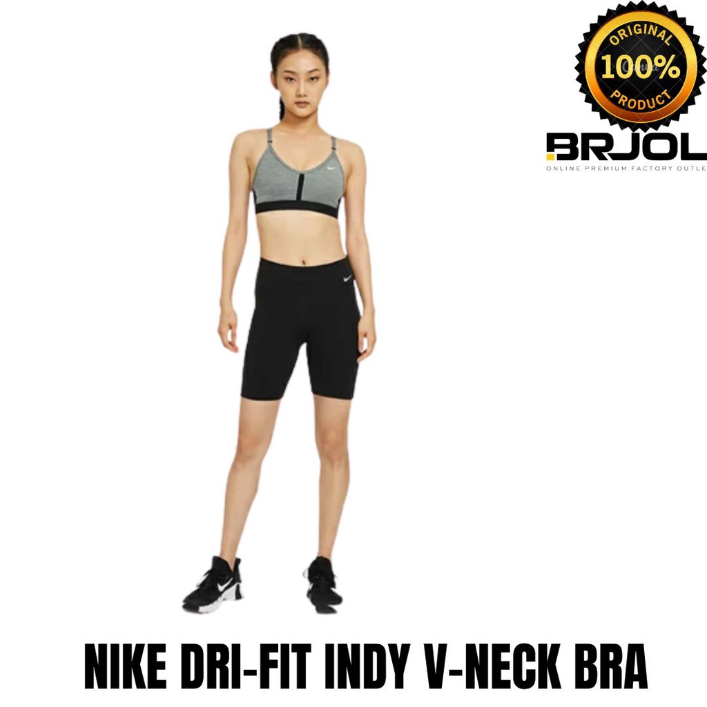SPORT BRA WANITA ORIGINAL NIKE DRI-FIT INDY V-NECK BRA CZ4457084 YOGA GYM