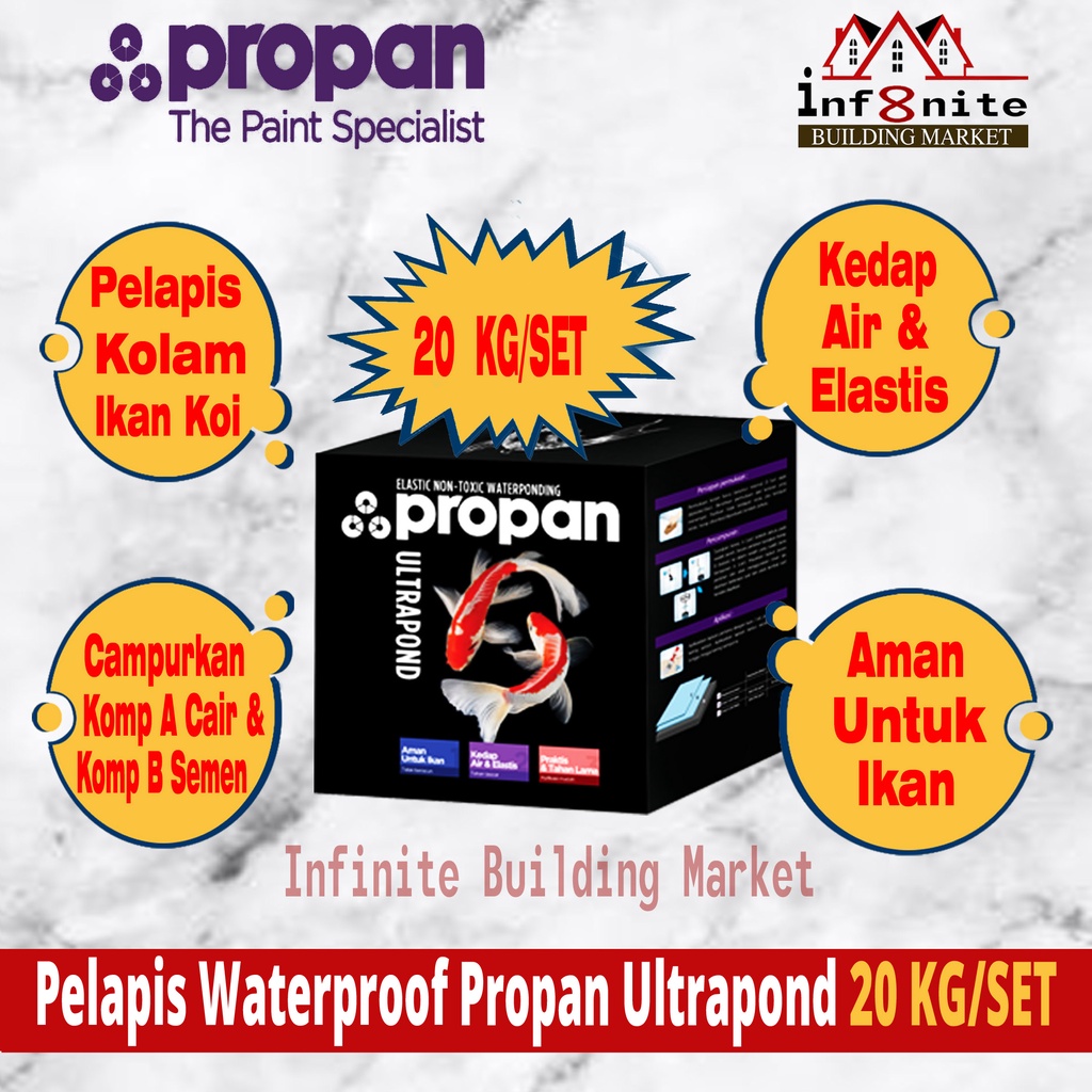 Cat Kolam Ikan Koi Anti Bocor Waterproofing Propan Ultrapond 20 KG