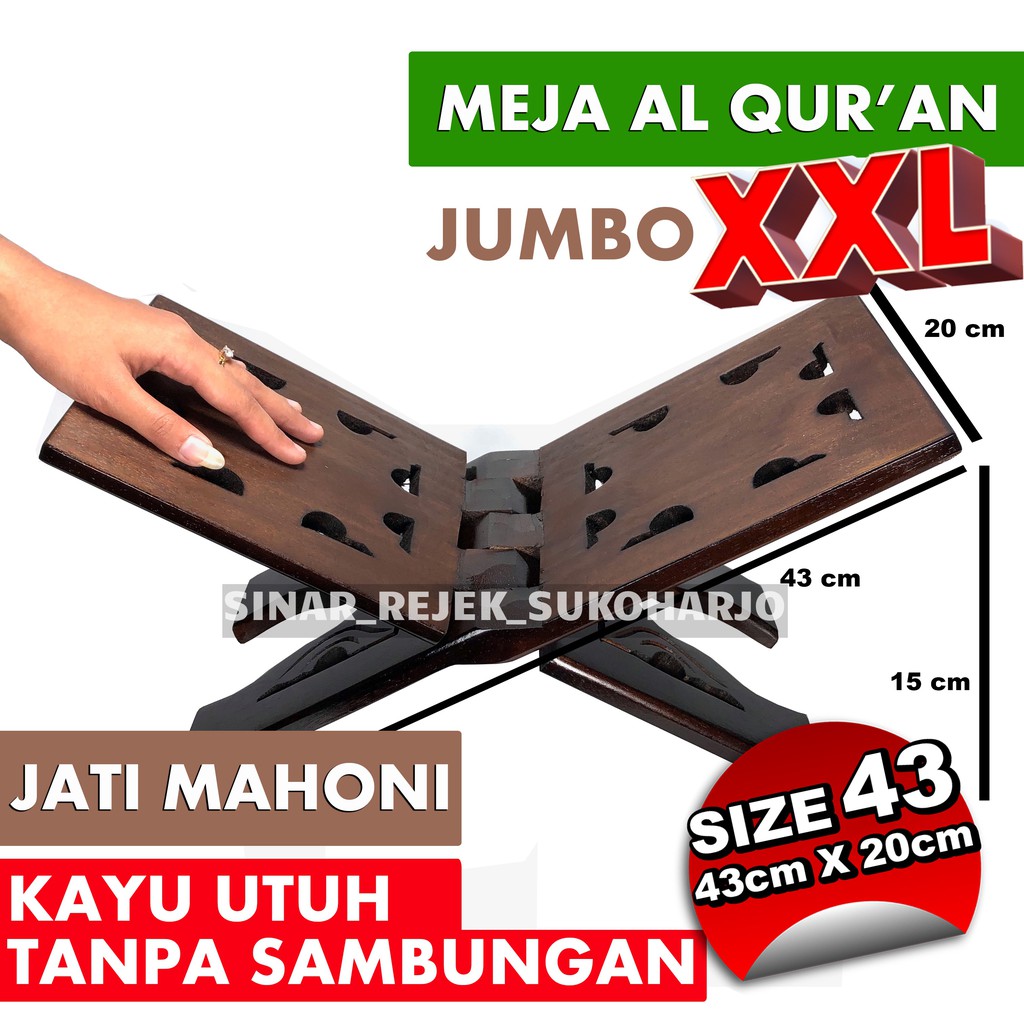 Rekal Tatakan Al Quran Kayu Jati Mahoni Meja Lipat Al Quran Lebar 20 Cm Penyangga Al Quran