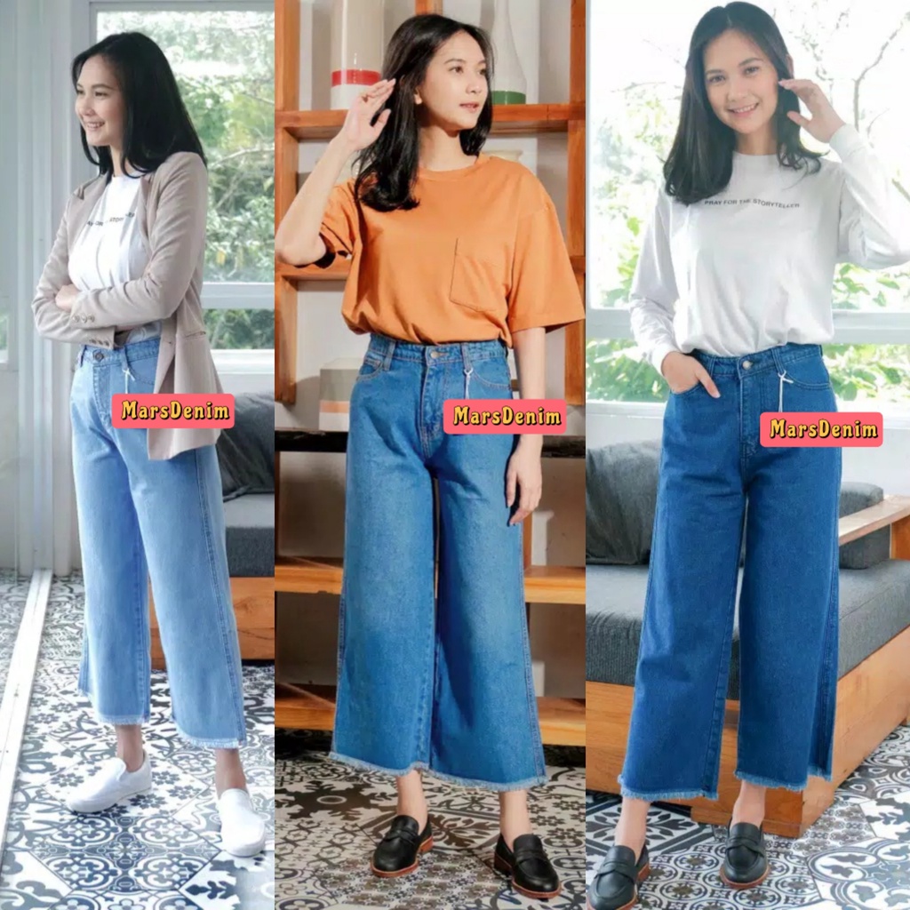 CELANA HIGHWAIST JEANS KULOT RAWIS WANITA CEWEK