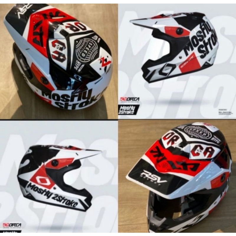 Helm cross ORCA rsv merah putih Hitam