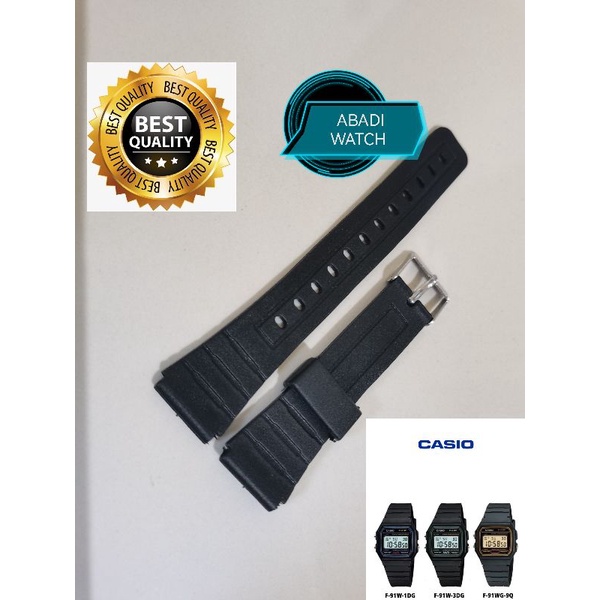 STRAP TALI JAM TANGAN CASIO F-91W gesper hitam berkualitas