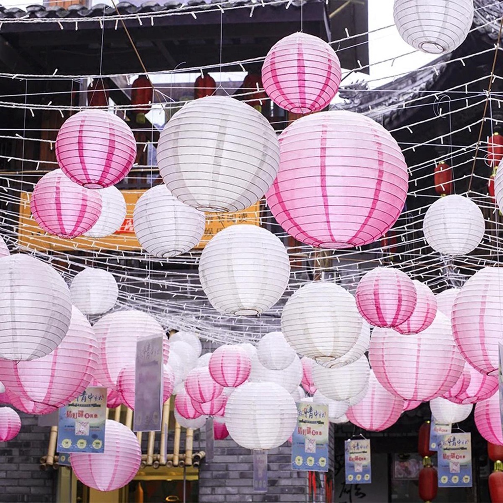 [Elegan] Lampion Kertas Baby Shower Dekorasi Plafon Rumah Warna Warni Rainbow Bulat Hiasan Dekorasi