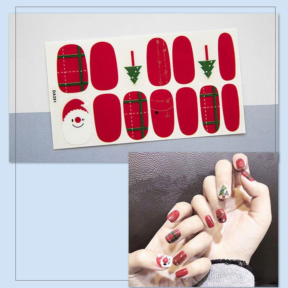 Solighter Stiker Kuku Tahan Air Alat Perlengkapan Manicure Santa Snowman Xmas Dekorasi Gaya Natal