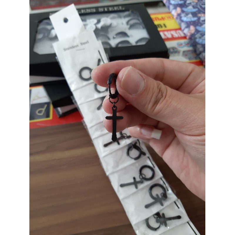 (PAP) Anting Salib Titanium Anti Karat l Anting Salib Titanium l Anting Korea / Anting-Anting Salib 