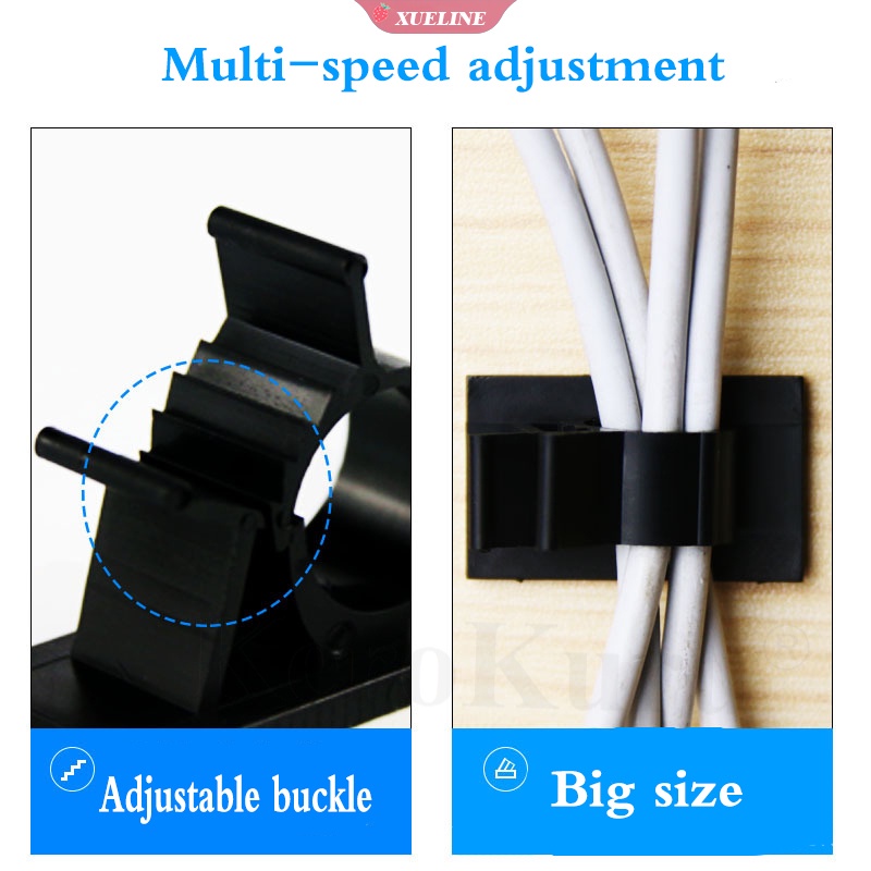 Klem Organizer Kabel Adjustable Dengan Perekat Untuk Mobil / PC / TV