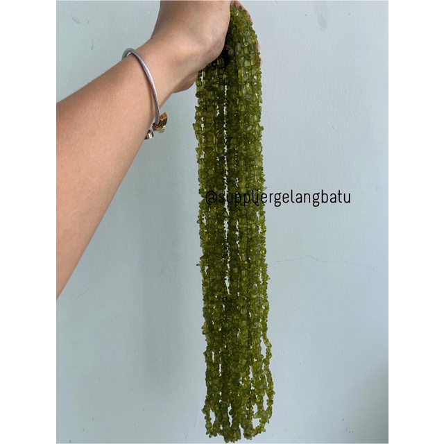 kerikil Batu MOSS GREEN QUARTZ kuarsa hijau lumut 1cm renteng aksesori bahan kalung gelang etnik bali vintage unik fashion citayam