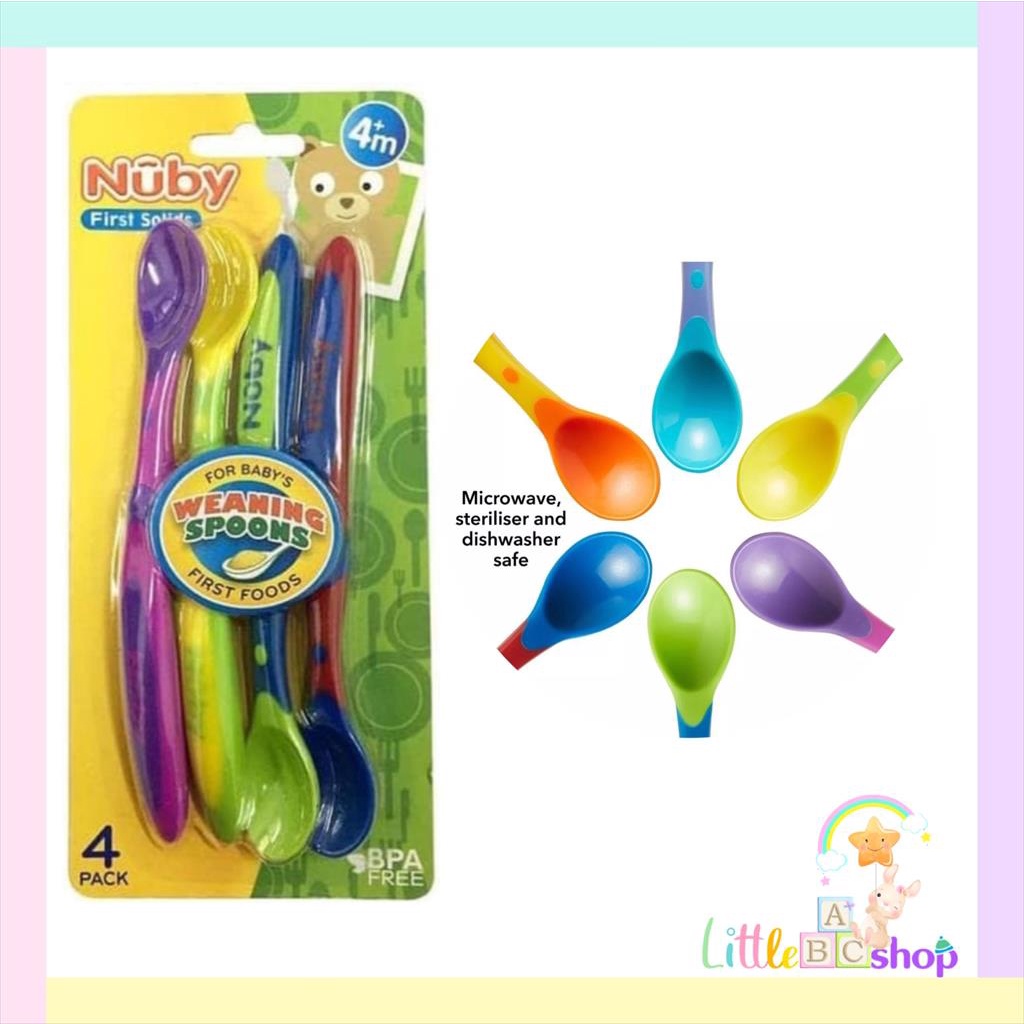 Nuby weaning spoons isi4pc / Nuby 4pc sendok makan bayi / baby spoon