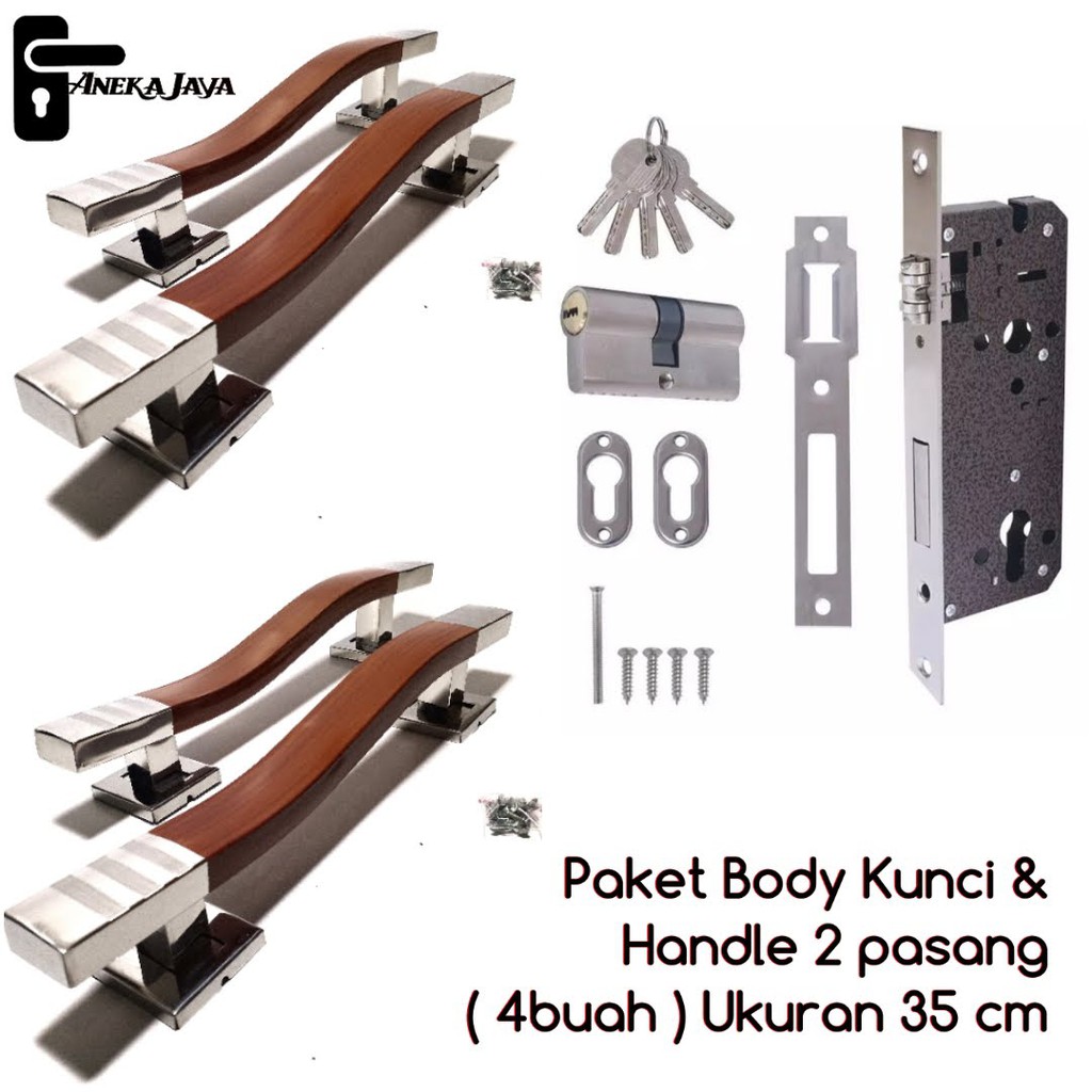 [ Satu set ] Gagang Pintu / Tarikan Pintu Rumah Stainless / body kunci / Handle Pintu rumah 35 cm