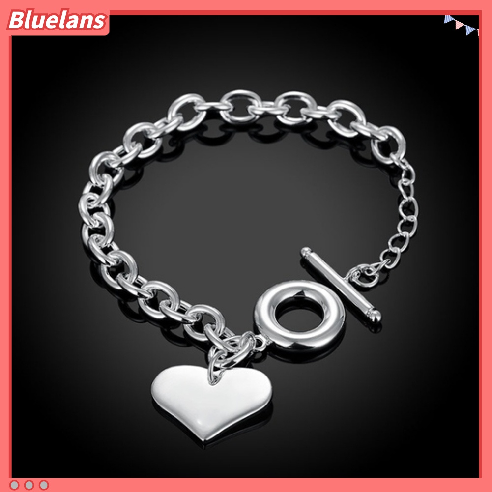 Gelang Bangle Lapis Silver Bentuk Hati Untuk Wanita