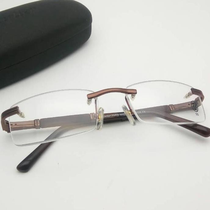 kacamata bor frameless frame Pria wanita Cartier 809 brown fashion