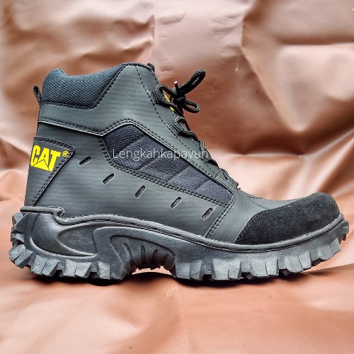 Sepatu Safety Boots Pria Sepatu Septi Ujung Besi Hitam Tinggi
