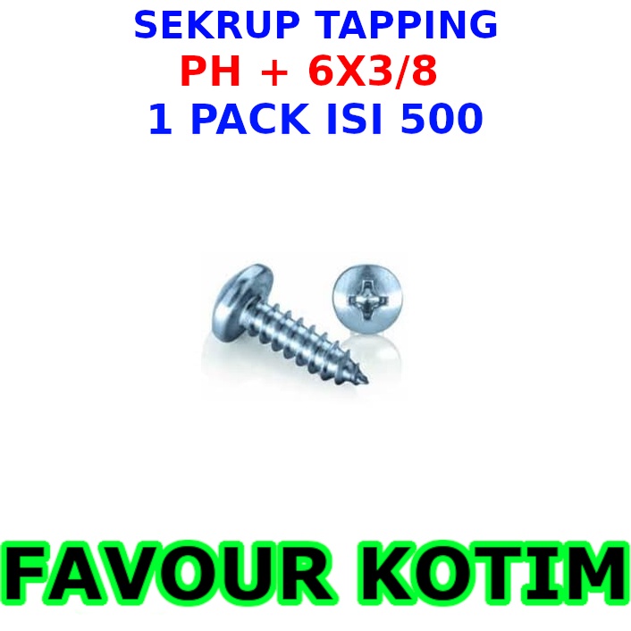 SEKRUP JP PH 6 X 3/8 SKRUP PH 6X3/8 BAUT TAPPING 1 PACK ISI 500 FVKOTIM