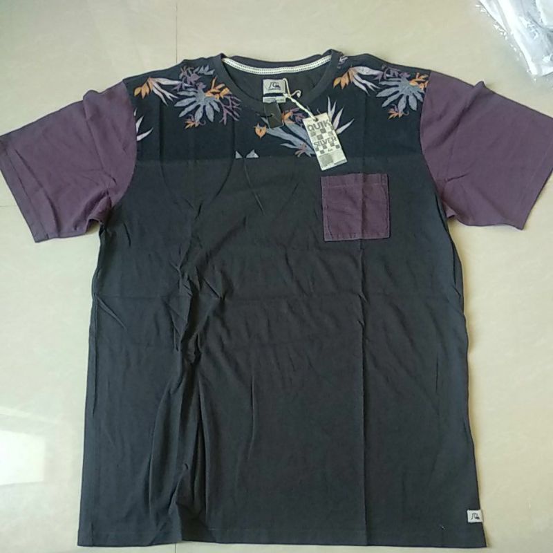 quiksilver kaos original L hitam ungu