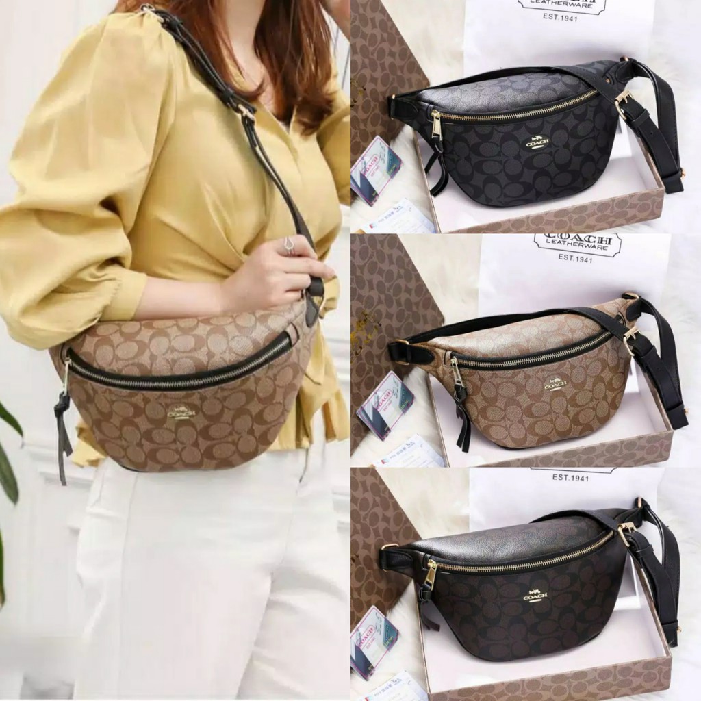 COACH Waistbag Signature Women / Tas Selempang Wanita Kulit