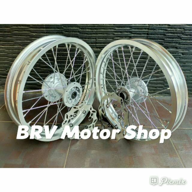 Sepaket Velg Super Moto Klx Bf Klx L Klx S Klx G D Tracker 150 Siap Pakai Velg Tapak Lebar Ring 17