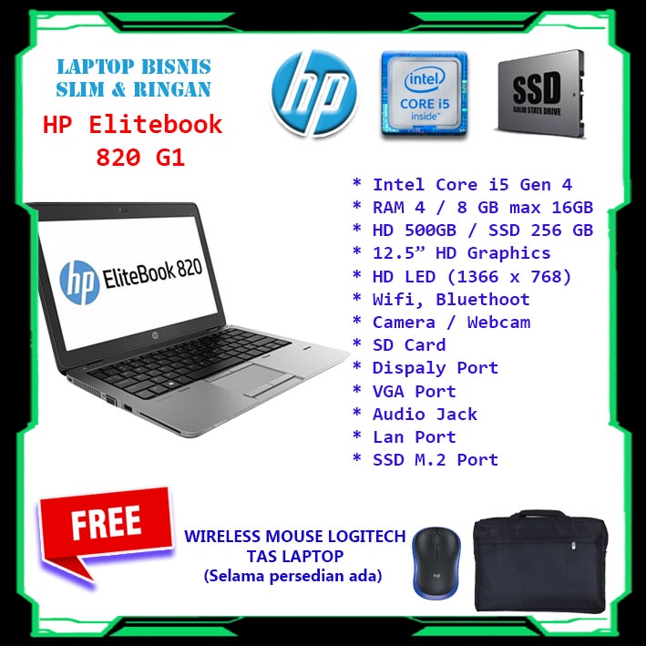 LAPTOP INTEL CORE i5 RAM 16 GB SSD 512 GB | HP ELITEBOOK 820 G1