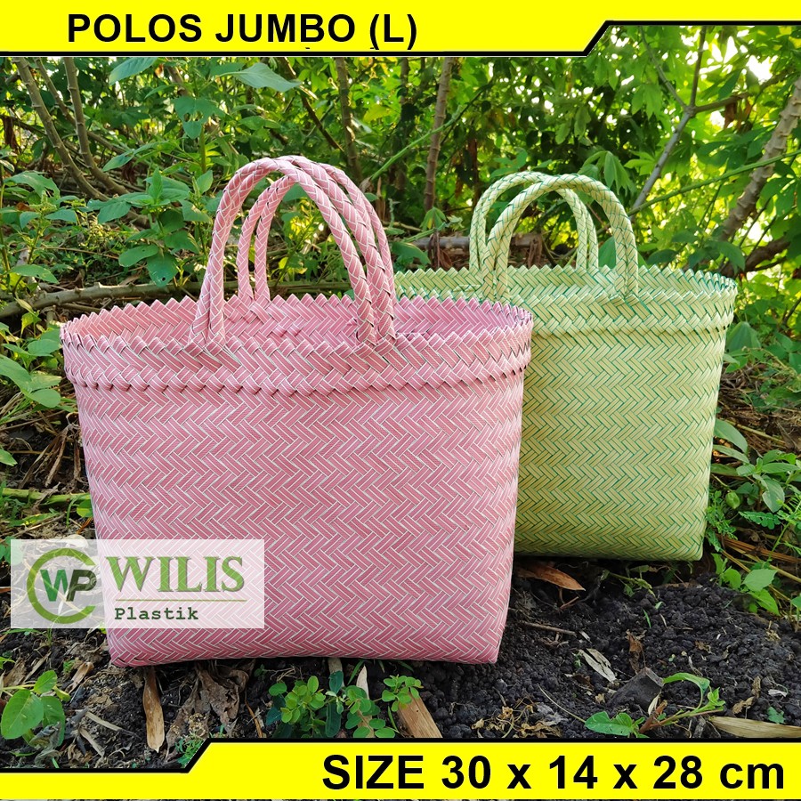 Tas Anyaman Plastik Polos Jumbo (L) untuk Hampers Parcel Souvenir / Tas Bingkisan muat Kotak Nasi