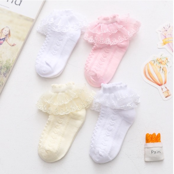 (pimenova) Kaos kaki renda bayi / kaos kaki renda anak import / kaos kaki anak renda warna pastel