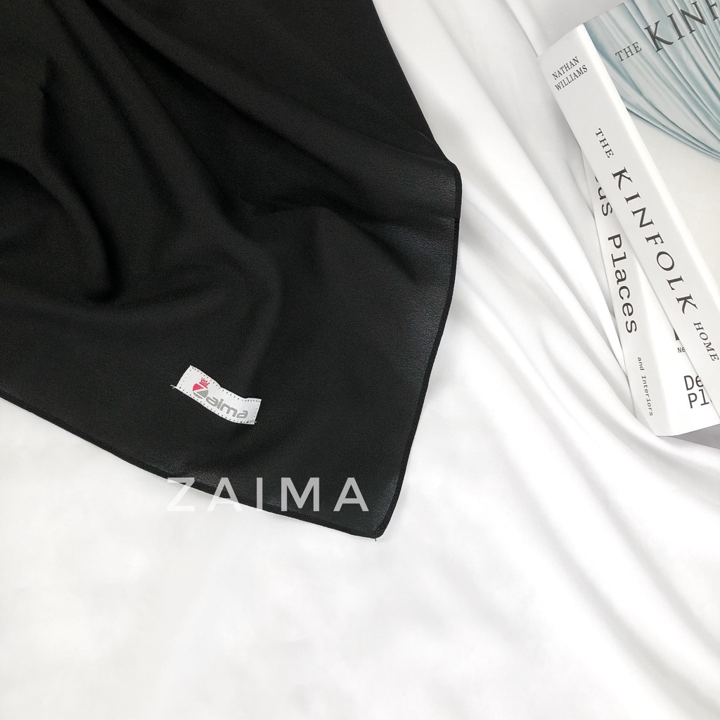 Pashmina Jumbo 220 x 120 cm Diamond Crepe Lebar Syari'i Tebal-Hitam