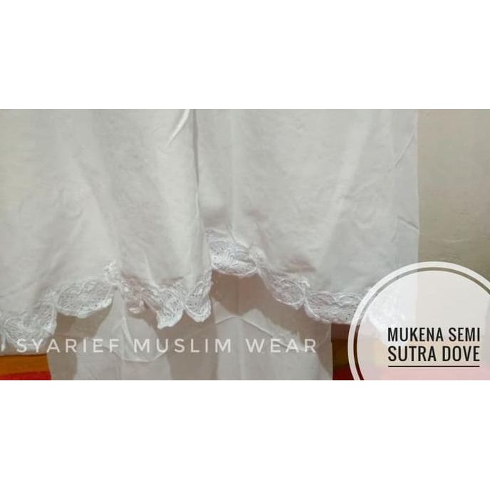 Fashion Muslim - Mukena Semi Sutra Dove Renda Padang + Tas (High Quality)